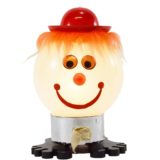 970s bobblehead table lamp plastic red hat black feet Stilfer Linea Zero E14 lamp socket Italy