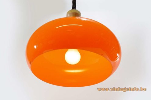 1970s Orange Acrylic Rise Fall Pendant Lamp 3