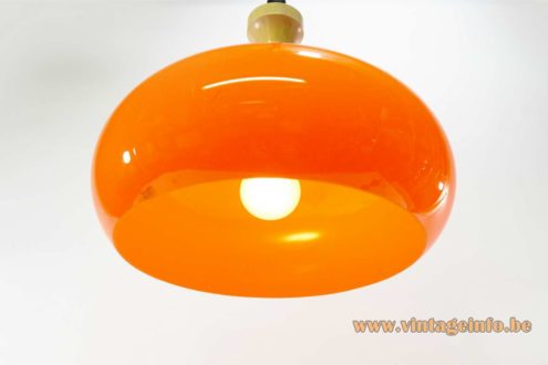 1970s Orange Acrylic Rise Fall Pendant Lamp 4