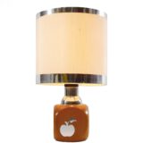 1970s Stilfer apple table lamp square beech wood round plastic lampshade aluminium rings Milan Italy Mid-Century Modern