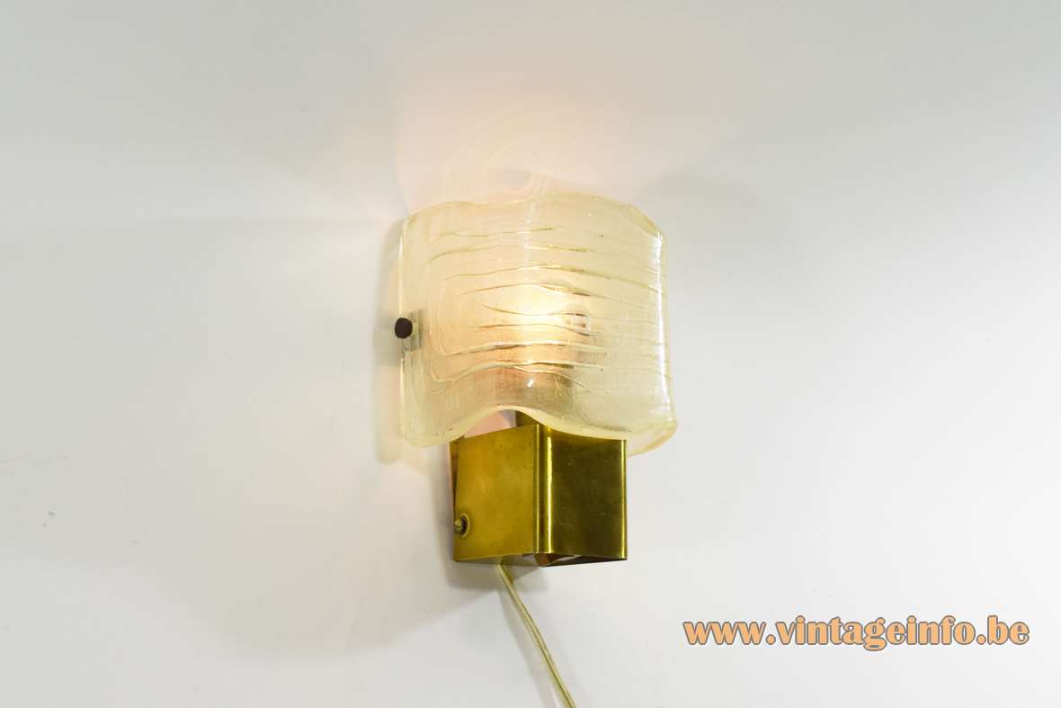 Aro Leuchte 1970s acrylic & brass wall lamps Perspex plastic lampshades faux ice glass Germany E14 socket