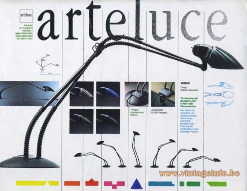 Arteluce Tango desk lamp design: Stephan Copeland flexible table lamp 1980s Catalogue Picture
