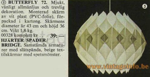 Hoyrup Butterfly 72 Pendant Lamp - IKEA 1974 Catalogue Picture