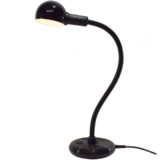 Isao Hosoe Valenti Hebi table lamp black ribbed rubber base plastic gooseneck flexible tube 1970s Italy