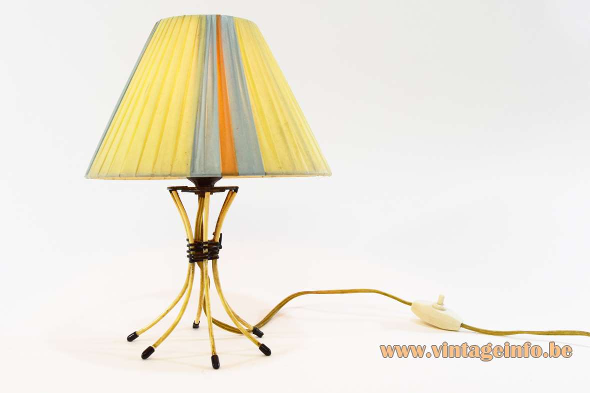 Scoubidou bedside table lamp iron plasticised wire plastic ribbon Sacha Distel 1950s 1960s Mid-Century Modern 