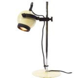 Vanilla eyeball desk lamp flat round base chrome rod globe lampshade Brilliant Leuchten Germany 1970s 1980s