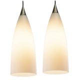 Vetreria Vistosi Fedra pendant lamp conical frosted opal glass tube brushed aluminium top E27 socket
