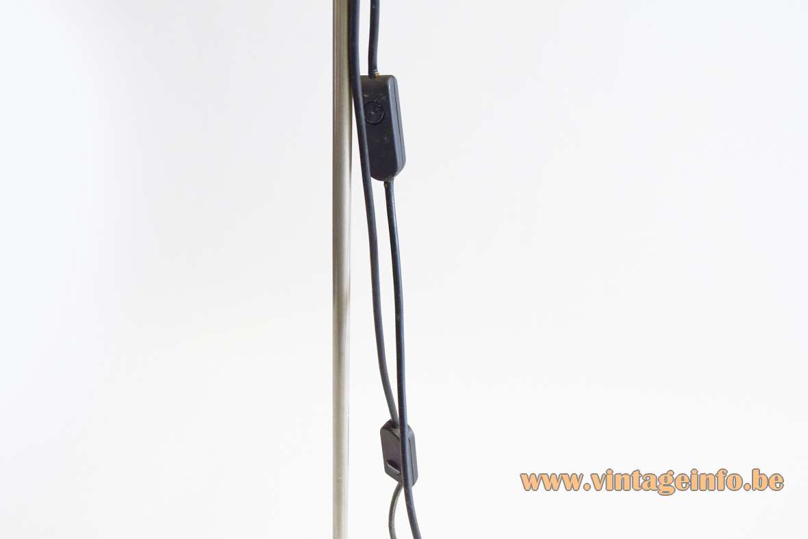  1960s nickel-plated floor lamp round base chrome black rods 2 E27 lamp sockets 1970s Mid-Century Modern