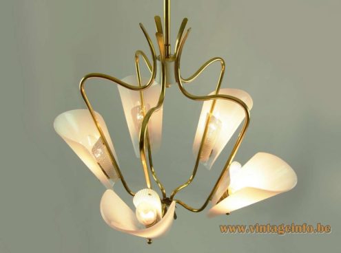 Brass Acrylic Perforated 1950s Chandelier 4