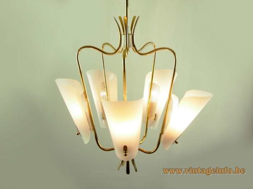 Brass Acrylic Perforated 1950s Chandelier 5