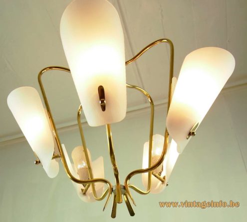 Brass Acrylic Perforated 1950s Chandelier 7