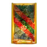 Brutalist broken glass wall lamp green blocks red stripes lampshade metal mount Cosack Leuchten 1960s 1970s