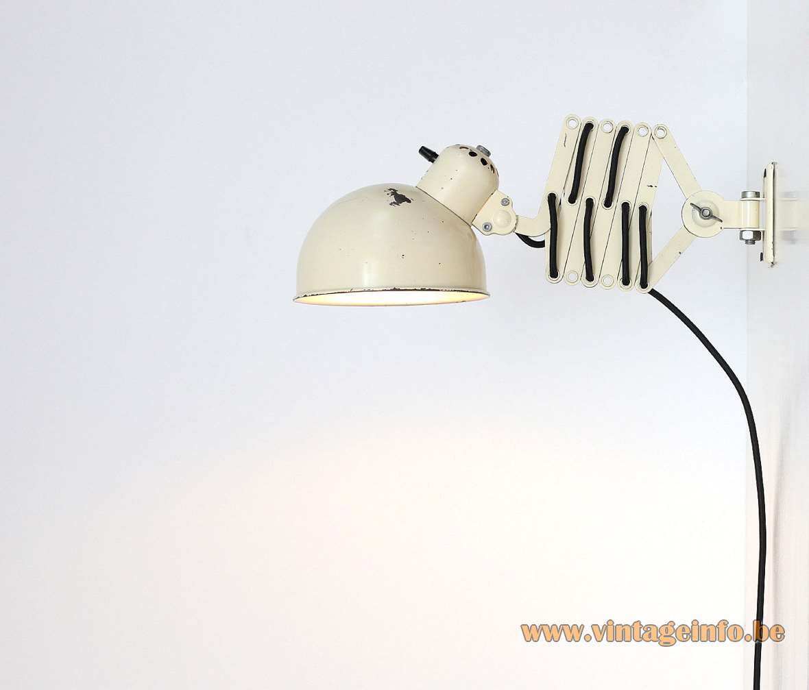 Christian Dell Koranda scissor lamp white metal iron slats 1930s 1940s Bauhaus Art Deco E27 socket