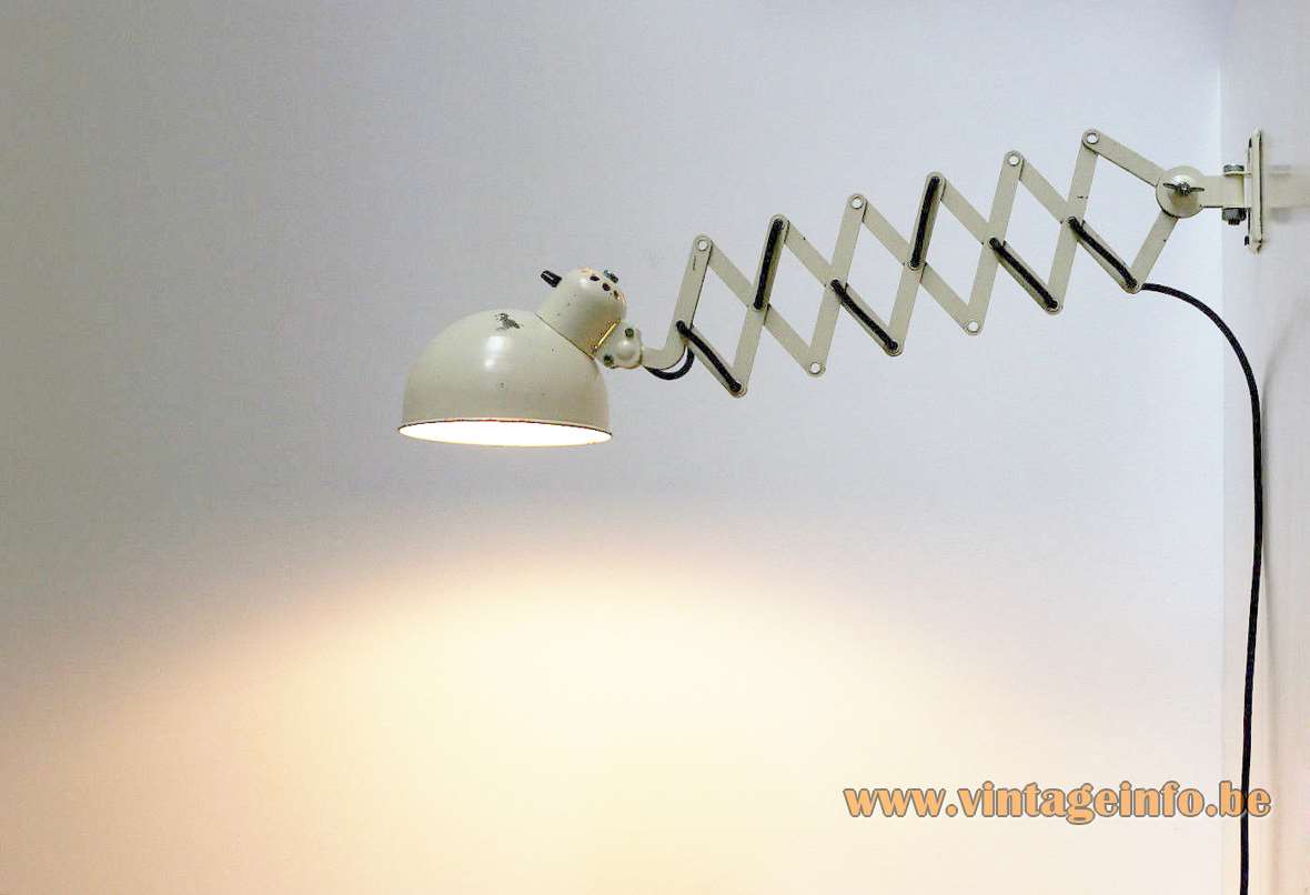 Christian Dell Koranda scissor lamp white metal iron slats 1930s 1940s Bauhaus Art Deco E27 socket