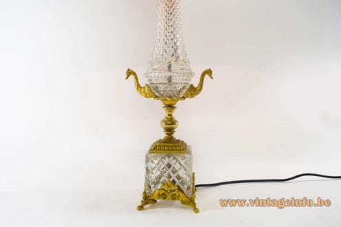 Cut Crystal Ormolu Swan Table Lamp 4