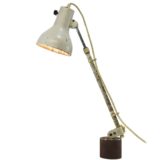 Kaiser Idell 1960s work lamp round metal lampshade extendable rod iron base industrial design: Christian Dell