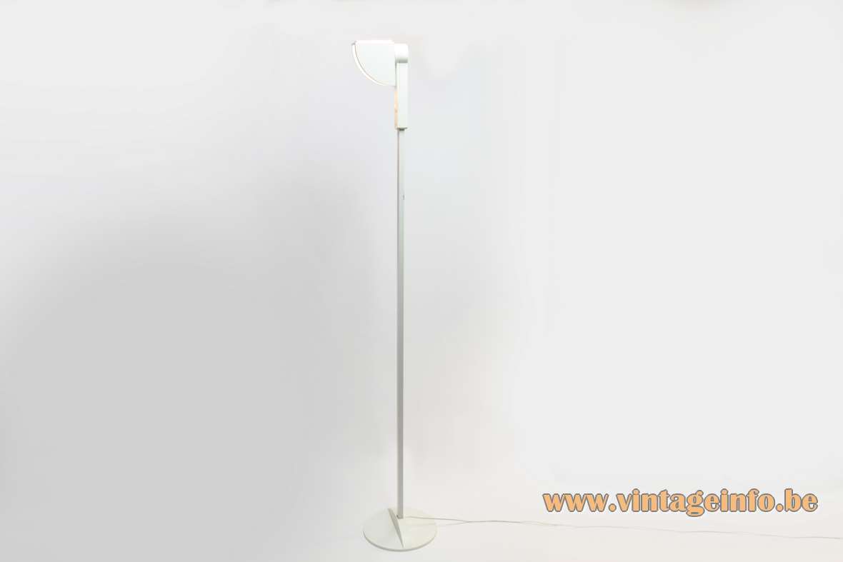 Philips OFG 150 floor lamp round flat base white dyed metal rectangular rod halogen bulb 1980s