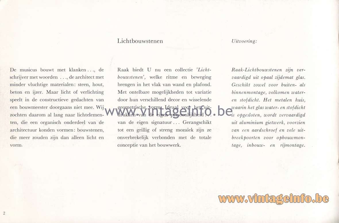 Raak Lichtarchitectuur - additional catalog nr 4 - Lichtbouwstenen - Light building blocks 