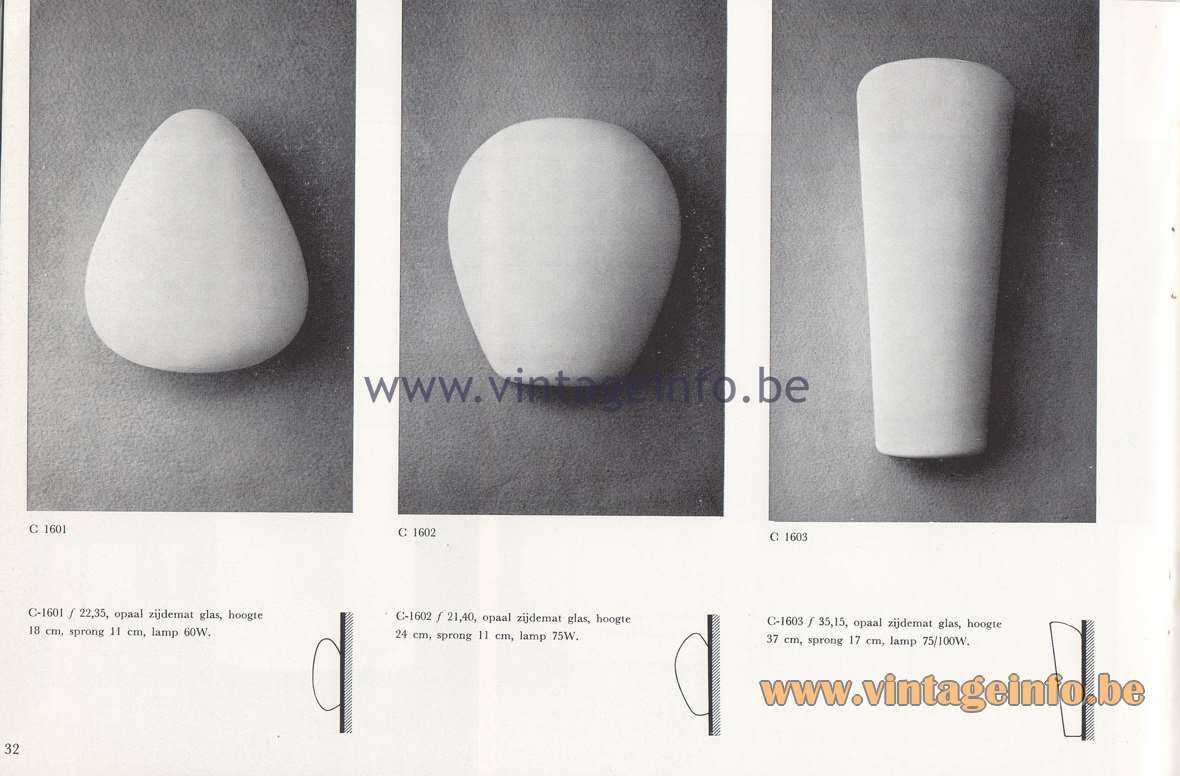 Raak Lichtarchitectuur - additional catalog nr 4 - Wall lamps C-1601, C-1602, -C1603