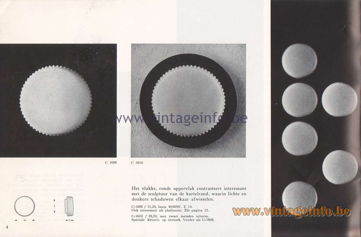 Raak Lichtarchitectuur - additional catalog nr 4 - page 4 - C-1608, C-1610 wall lamps or flush mounts
