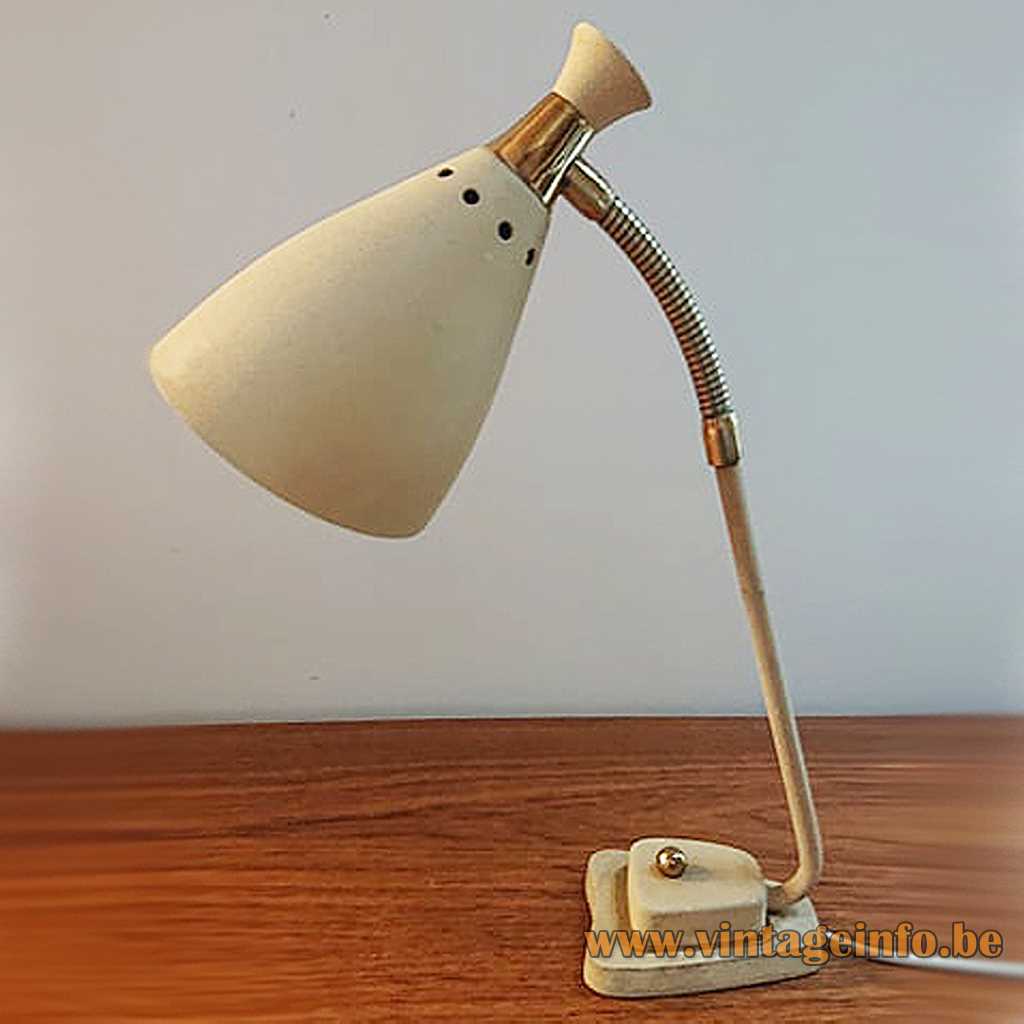 Solbergs Fabrikker desk lamp 1950s 1960s Norway yellow painted aluminium, brass, cast iron external switch MCM