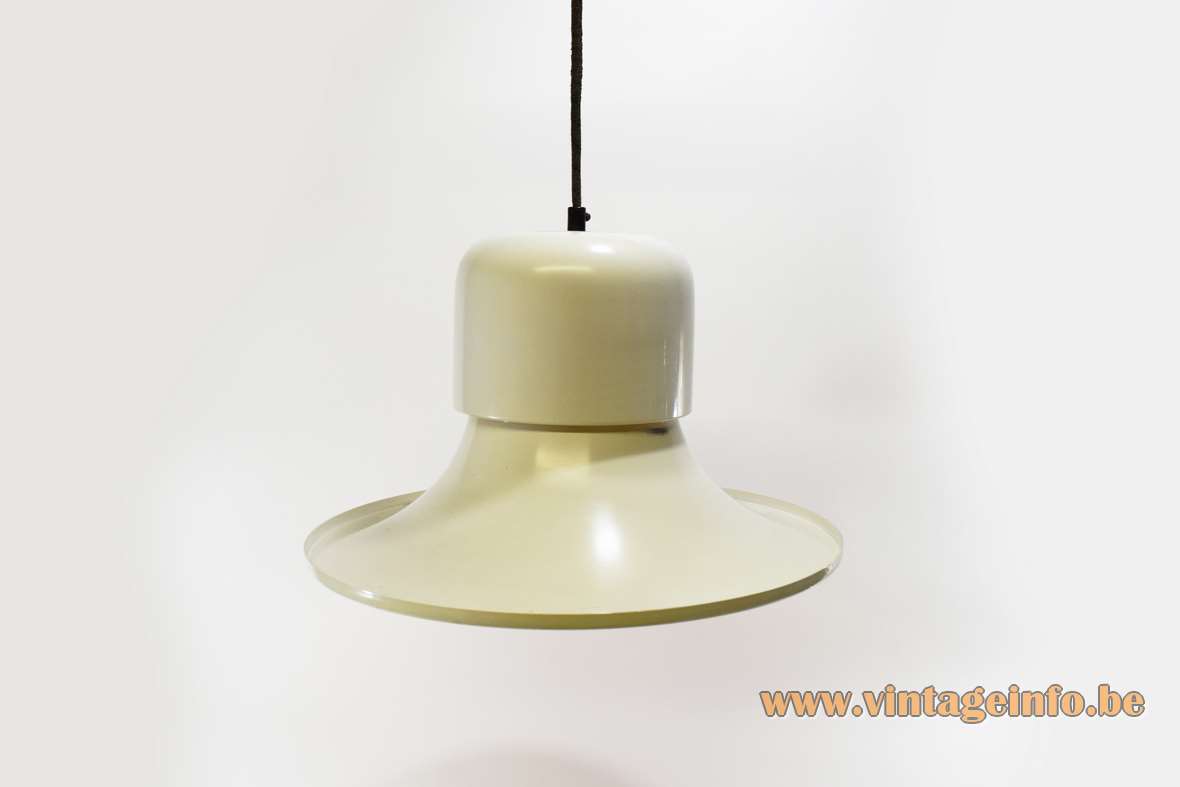 Stilnovo Campana metal pendant lamp white aluminium witch hat bell design: Joe Colombo 1970s Italy