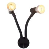 1970s double wall lamp black plastic gooseneck aluminium lampshades 1970s 1980s Mid-Century Modern Lightolier style