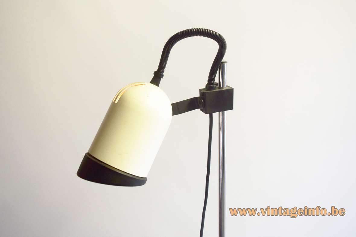 Fase black & white floor lamp black base chrome rod tubular lampshades 1970s 1980s Brilliant Leuchten Spain
