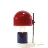 Adjustable 60s bedside table lamp white red blue metal chrome square rod Angelo Lelii Gispen Schuivertje