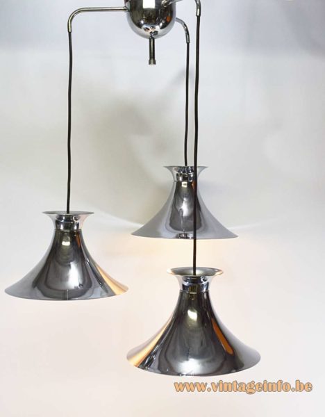 Chrome Triple Witch Hat Pendant Lamp 1