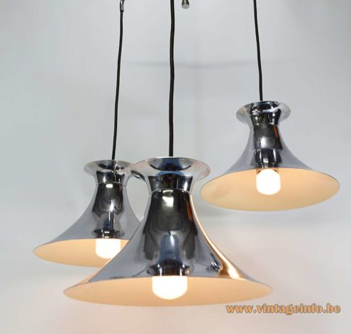Chrome Triple Witch Hat Pendant Lamp 4