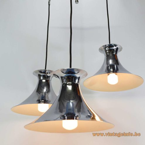 Chrome Triple Witch Hat Pendant Lamp 6