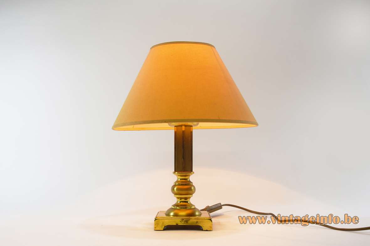 Erwi 1980s brass table lamp cast iron counterweight company Hollywood Regency style light 1980s 1990s