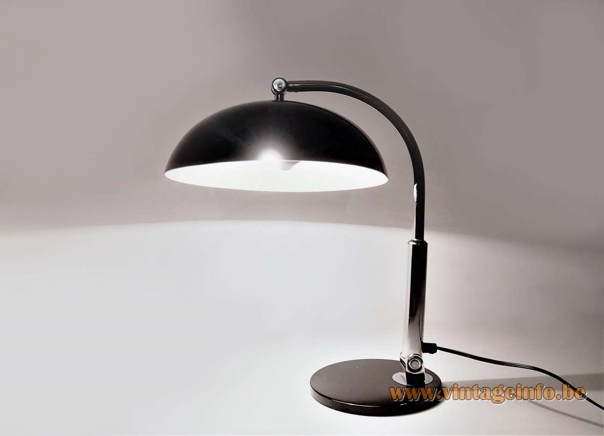 Hala desk lamp model 144 design: Herman Busquet black base lampshade chrome rod Bahaus art deco