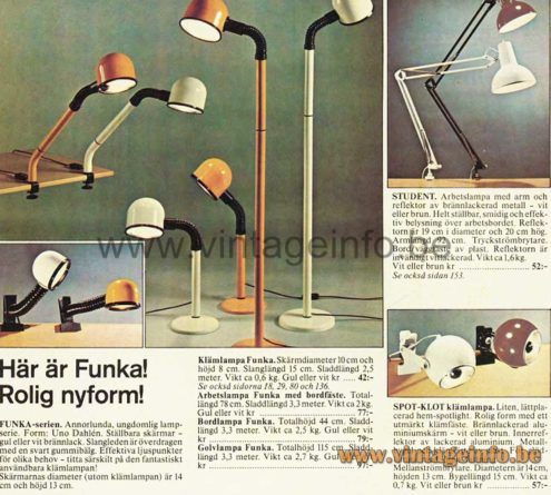 IKEA Remi Floor Lamp Funka Floor Lamp - 1976 IKEA Catalogue Picture
