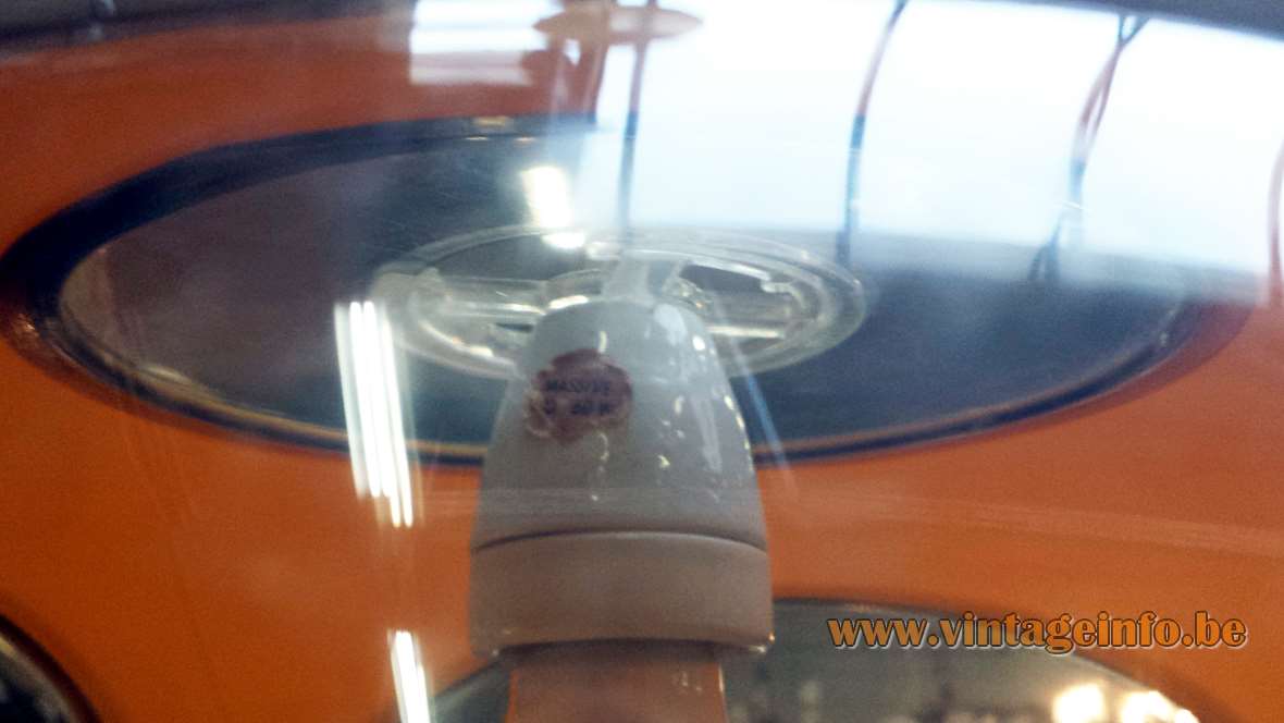 Luigi Colani UFO pendant lamp orange plastic oval globe 4 smoked brown windows E27 socket 1960s label