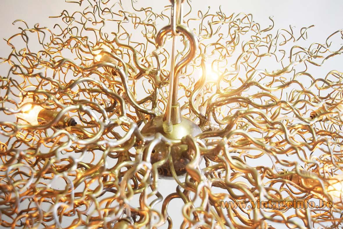 Brand van Egmond square Hollywood chandelier curled iron nickel-plated branches chrome chain 8 E14 sockets 