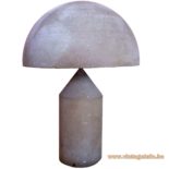 Oluce Atollo table lamp round concrete grey aluminium base conical top & mushroom lampshade 1970s Italy