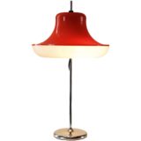 1960s WILA table lamp chrome round base & rod white orange acrylic Perspex lampshade 1970s Germany