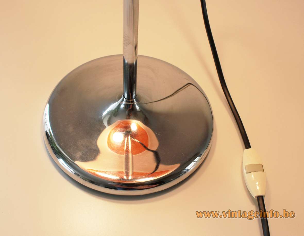1960s WILA table lamp chrome round base & rod white orange acrylic Perspex lampshade 1970s Germany