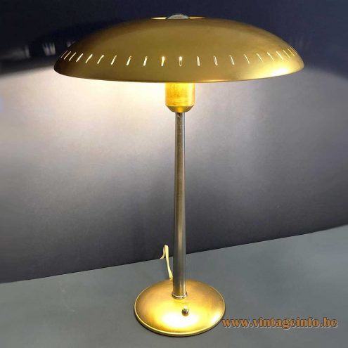1950s Louis Kalff desk lamp gold plated one off version made by Hervé Gehler, Paris, France for Le Chaisanthrope Eric Brusson