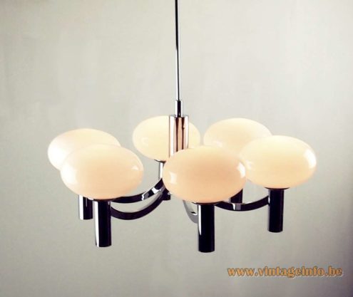 1960s Kaiser Leuchten Opal Globes Chandelier 2