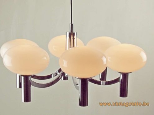 1960s Kaiser Leuchten Opal Globes Chandelier 4