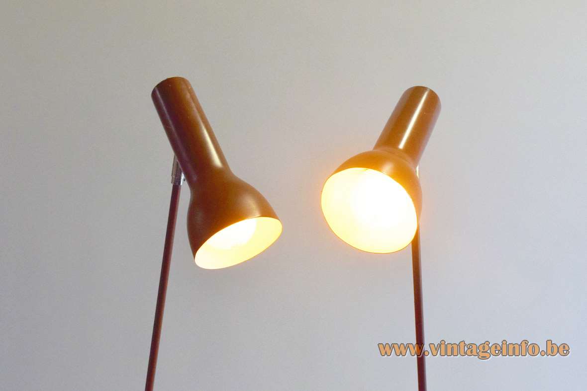 Hala 1970s reading floor lamps round metal base long rod chrome OMI joint 1960 The Netherlands