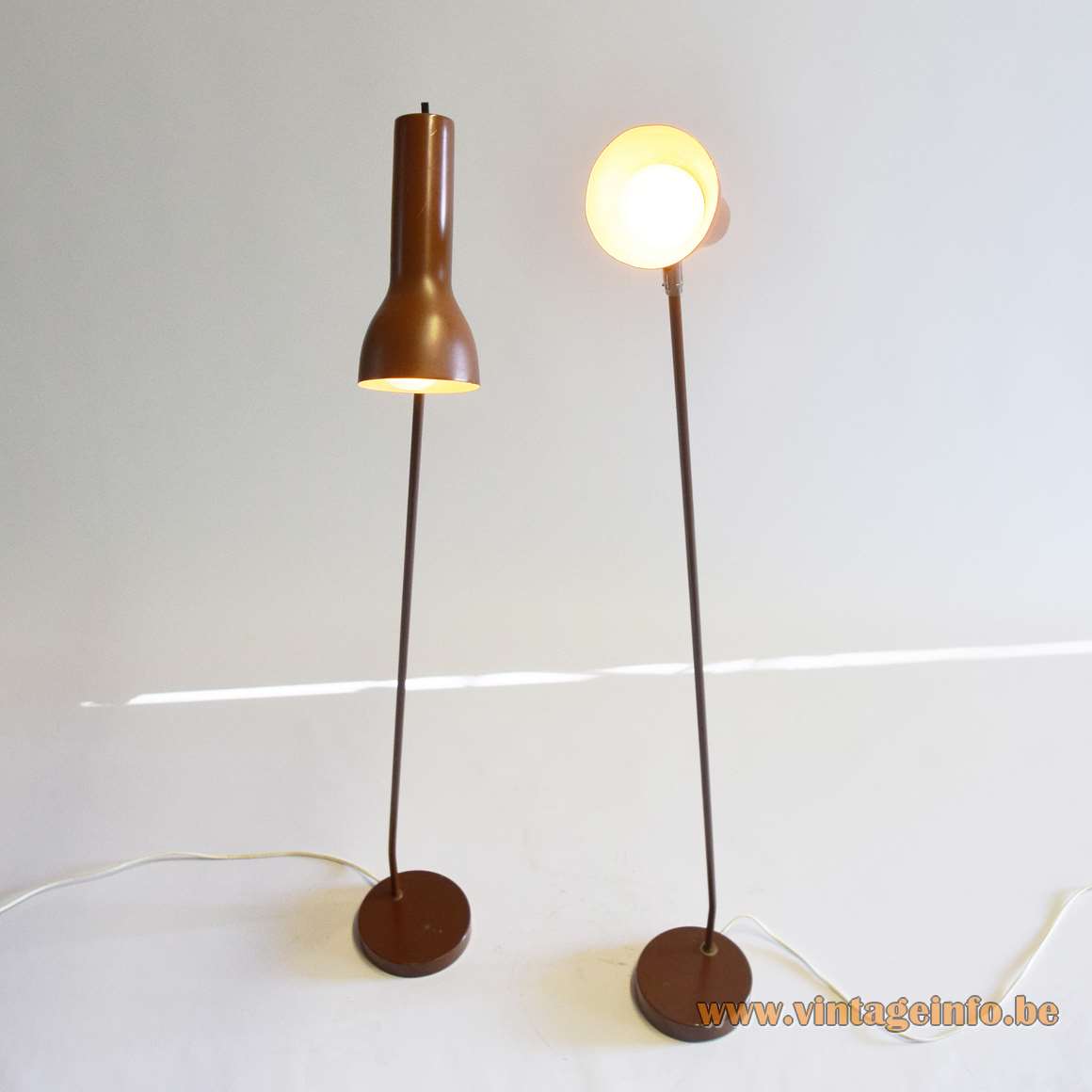 Hala 1970s reading floor lamps round metal base long rod chrome OMI joint 1960 The Netherlands