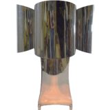 Stainless steel table lamp curved Inox slats 4 E14 sockets Tappital Italy 1960s 1970s vintage