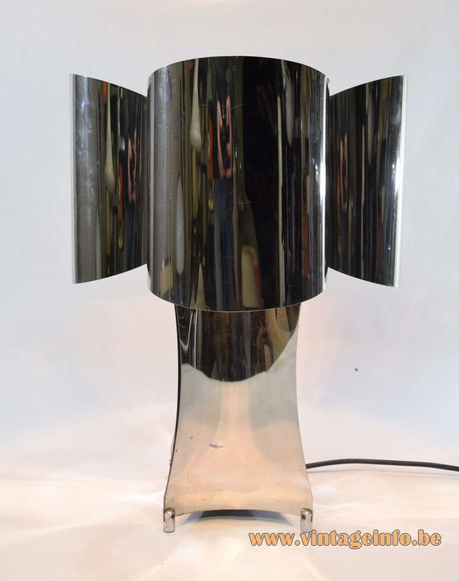 Stainless steel table lamp curved Inox slats 4 E14 sockets Tappital Italy 1960s 1970s vintage
