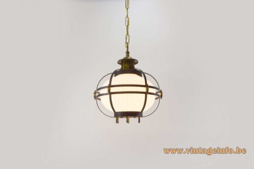 1950s Ribbed Glass Pendant Lamp 1