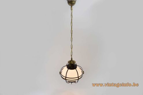 1950s Ribbed Glass Pendant Lamp 4