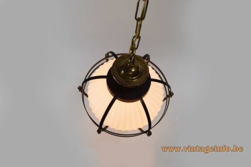 1950s Ribbed Glass Pendant Lamp 6